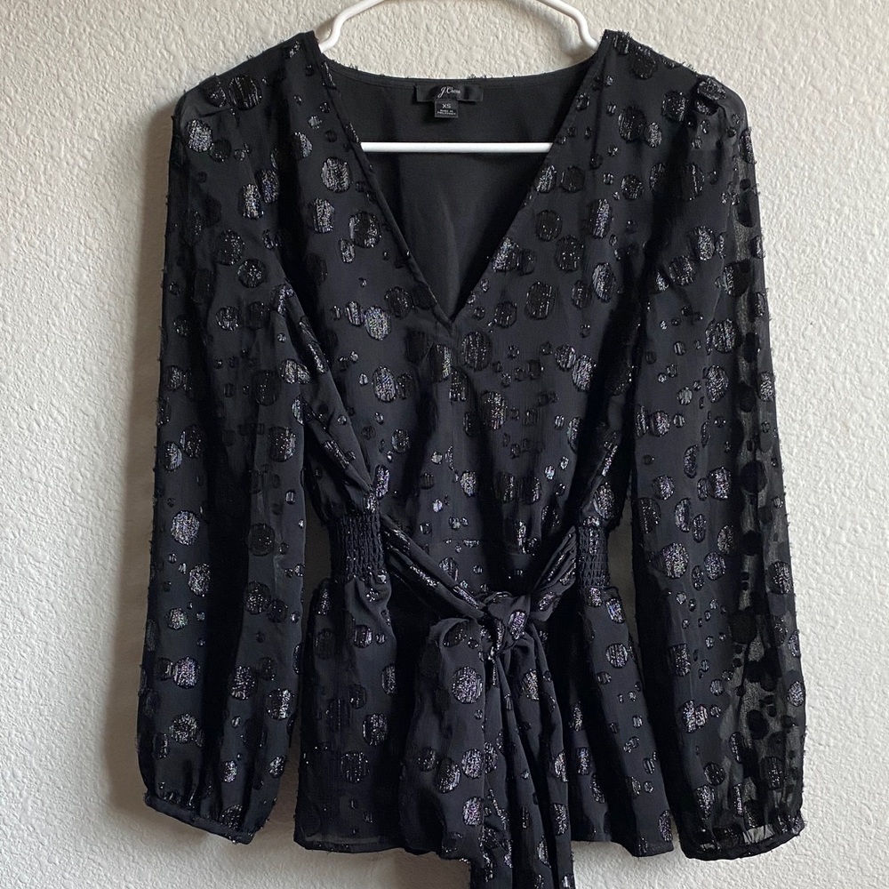 J. Crew Black V-Neck Blouse